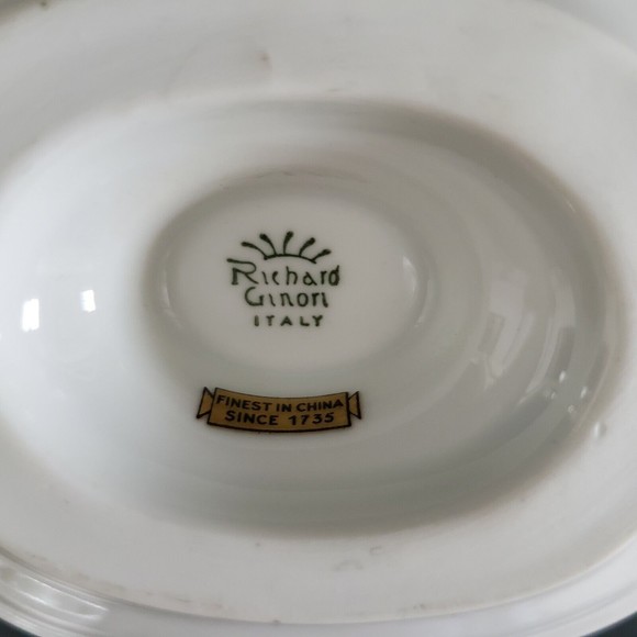 Richard Ginori Palmero Brown China Mustard Pot Tureen with Underplate & Spoon - Picture 10 of 12